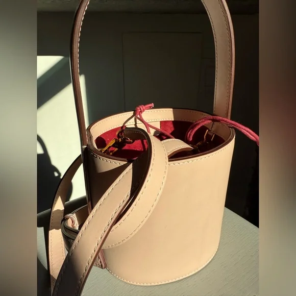 STAUD Mini Pink Bucket Crossbody Bag with Pink Drawstring - Picture 2 of 6